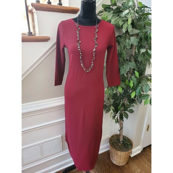 Boohoo Women Burgundy Polyester Round Neck Long Sleeve Long Maxi Dress Size 8 - Picture 11 of 11